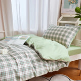 Taooba Sage Green Plaid Dorm Bedding Set