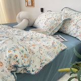 Taooba Stitched Edge Blue Wildflowers Bedding Set