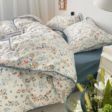 Taooba Stitched Edge Blue Wildflowers Bedding Set