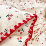 Taooba Stitched Edge Red Cherries Bedding Set