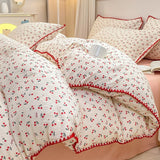 Taooba Stitched Edge Red Cherries Bedding Set