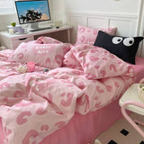 Taooba Sweet Girl Pink Leopard Print Bedding Set