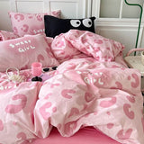 Taooba Sweet Girl Pink Leopard Print Bedding Set