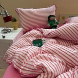 Taooba Sweet Stripes Bedding Set - Hot Pink