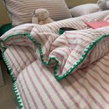 Taooba Sweet Stripes Bedding Set - Hot Pink