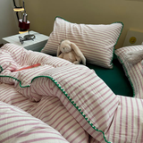 Taooba Sweet Stripes Bedding Set - Hot Pink