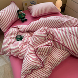 Taooba Sweet Stripes Bedding Set - Hot Pink