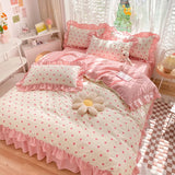 Taooba-Little Pink Heart Ruffle Bedding Set