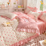 Taooba-Little Pink Heart Ruffle Bedding Set