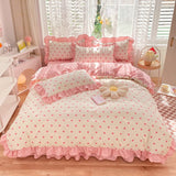 Taooba-Little Pink Heart Ruffle Bedding Set