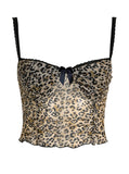 Taooba Toby Leopard Print Mesh Crop Top