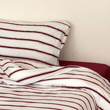 Taooba Vintage Red Striped Bedding Set