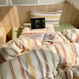 Taooba Vintage Pastel Striped Cotton Bedding Set