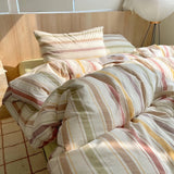 Taooba Vintage Pastel Striped Cotton Bedding Set