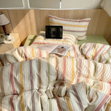 Taooba Vintage Pastel Striped Cotton Bedding Set