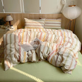 Taooba Vintage Pastel Striped Cotton Bedding Set