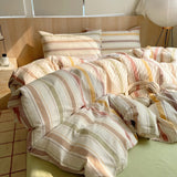 Taooba Vintage Pastel Striped Cotton Bedding Set