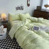 Taooba Waffle Striped Duvet Cover Bedding Set