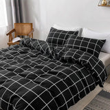 Taooba White on Black Grid Bedding Set