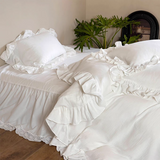 Taooba White French Lace Ruffle Bedding Set