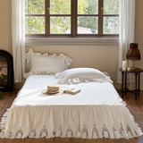 Taooba White French Lace Ruffle Bedding Set