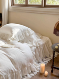 Taooba White Princess Lace Ruffle Bedding Set