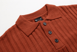 Taooba-6237 VERTICAL KNITTED BUTTON-UP SHIRT SWEATER