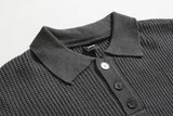 Taooba-5519 KNITTED QUARTER BUTTON-UP SHIRT SWEATER