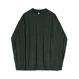 Taooba-10183 DARK GREEN TWIST KNITTED SWEATER