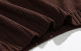 Taooba-5570 BROWN KNITTED ROUND NECK PULLOVER SWEATER