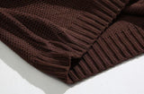 Taooba-5570 BROWN KNITTED ROUND NECK PULLOVER SWEATER