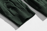 Taooba-10183 DARK GREEN TWIST KNITTED SWEATER