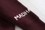 Taooba-5574 CLARET RED KNITTED LETTERED CREWNECK SWEATER