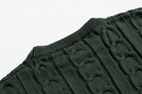 Taooba-10183 DARK GREEN TWIST KNITTED SWEATER