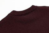 Taooba-5574 CLARET RED KNITTED LETTERED CREWNECK SWEATER